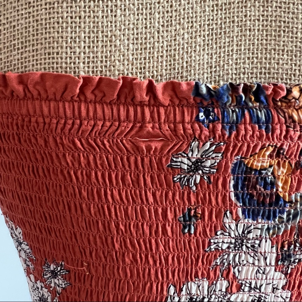Angie Brick Orange Floral Smocked Button Front Maxi Dress - Picture 9 of 10